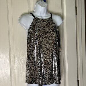 INC Cheetah Sequin Top NWT